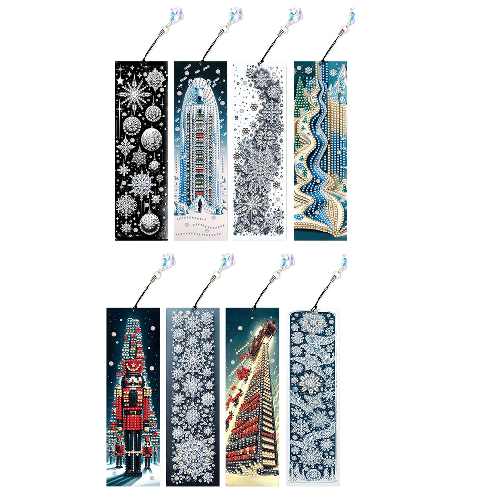 8Pcs Christmas Themed DIY Diamond Painting Bookmark for Reading Enthusiasts
