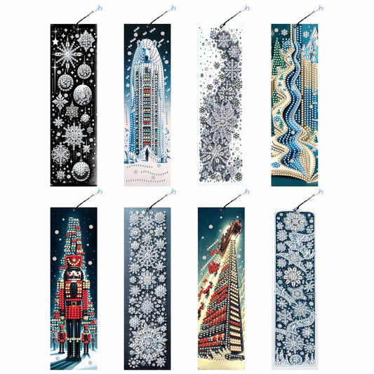 8Pcs Christmas Themed DIY Diamond Painting Bookmark for Reading Enthusiasts
