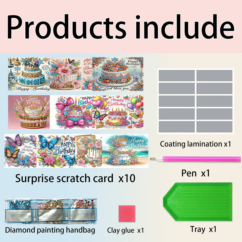 10pcs DIY Diamond Painting Crystal Scratch Card Rhinestone Party Event Gift Card