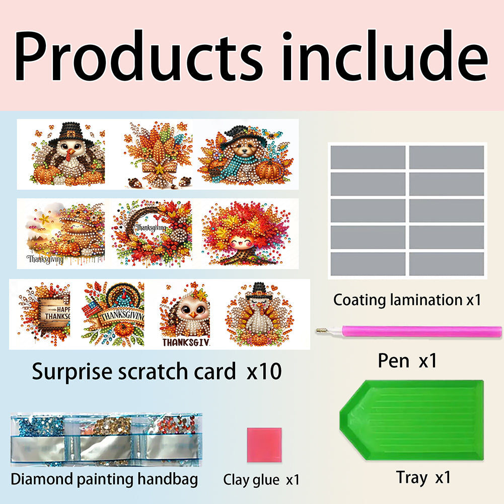 10pcs DIY Diamond Painting Crystal Scratch Card Rhinestone Party Event Gift Card
