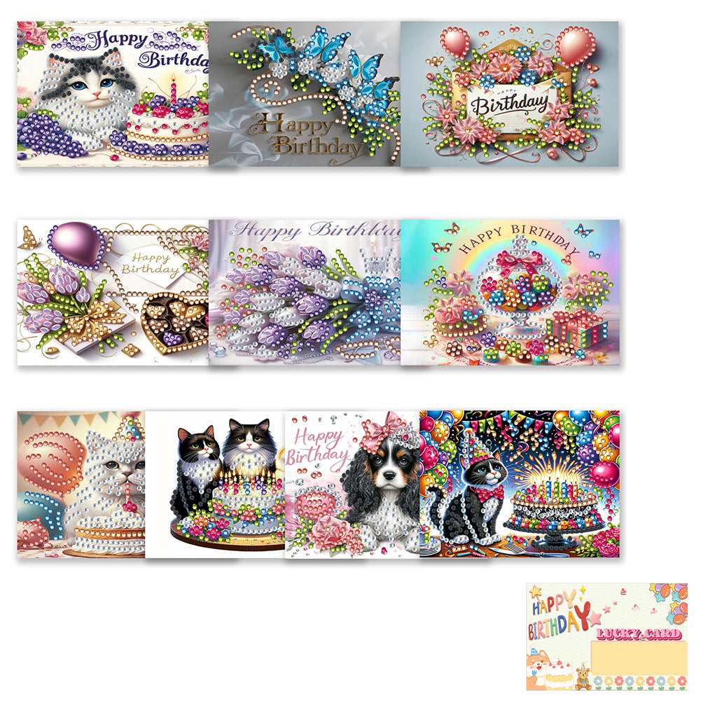 10pcs DIY Diamond Painting Crystal Scratch Card Rhinestone Party Event Gift Card