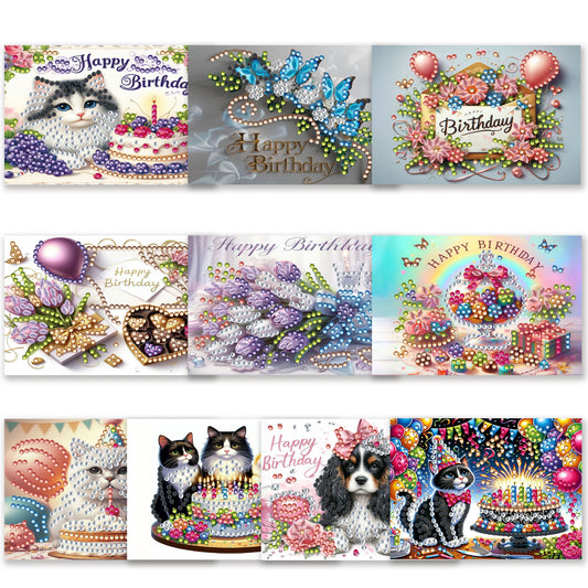 10pcs DIY Diamond Painting Crystal Scratch Card Rhinestone Party Event Gift Card