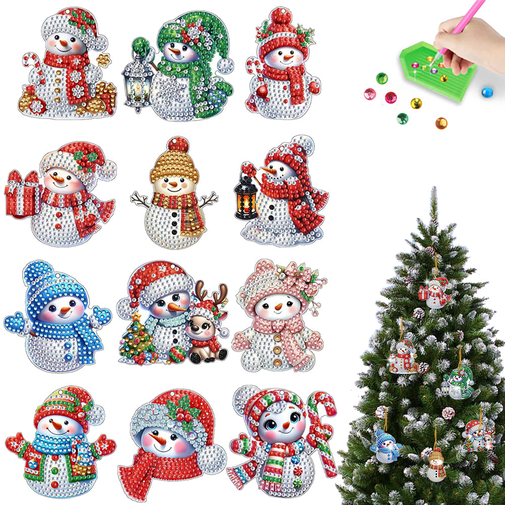 Xmas Theme 2D Flat DIY Diamond Christmas Tree Pendant Wall Door Decoration Craft