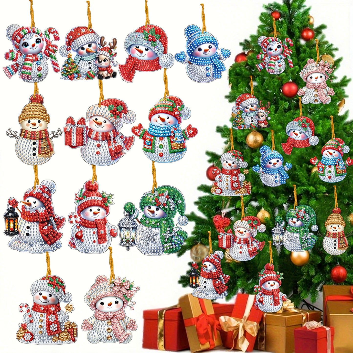 Xmas Theme 2D Flat DIY Diamond Christmas Tree Pendant Wall Door Decoration Craft