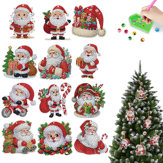 Xmas Theme 2D Flat DIY Diamond Christmas Tree Pendant Wall Door Decoration Craft
