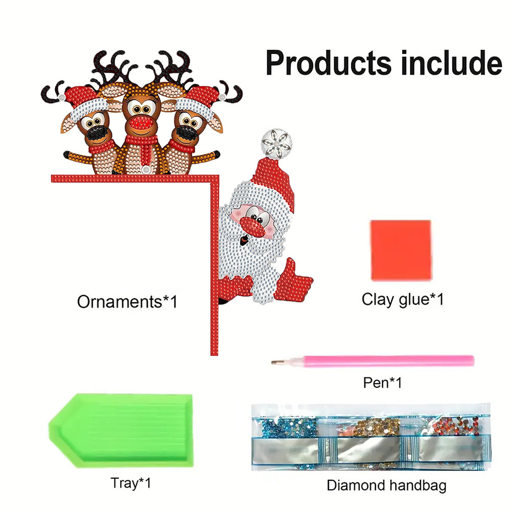 DIY Xmas Diamond Art Door Frame Decoration Door Corner Pendants for Feiend Gifts