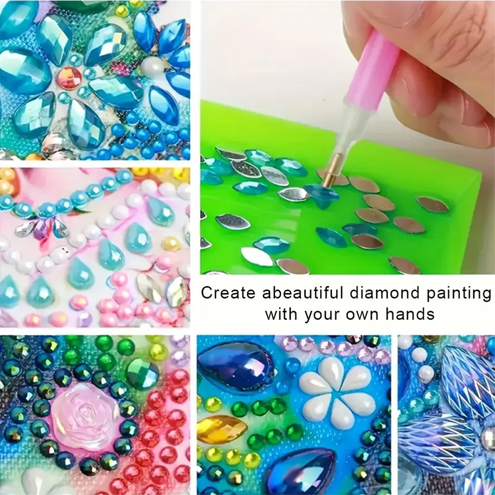 5D DIY Leather Diamond Art Note Box with 160 Sheets Paper for Desktop Decoration