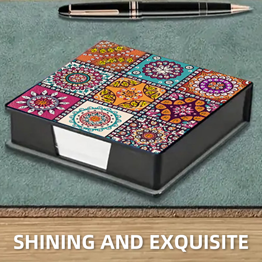 5D DIY Leather Diamond Art Note Box with 160 Sheets Paper for Desktop Decoration