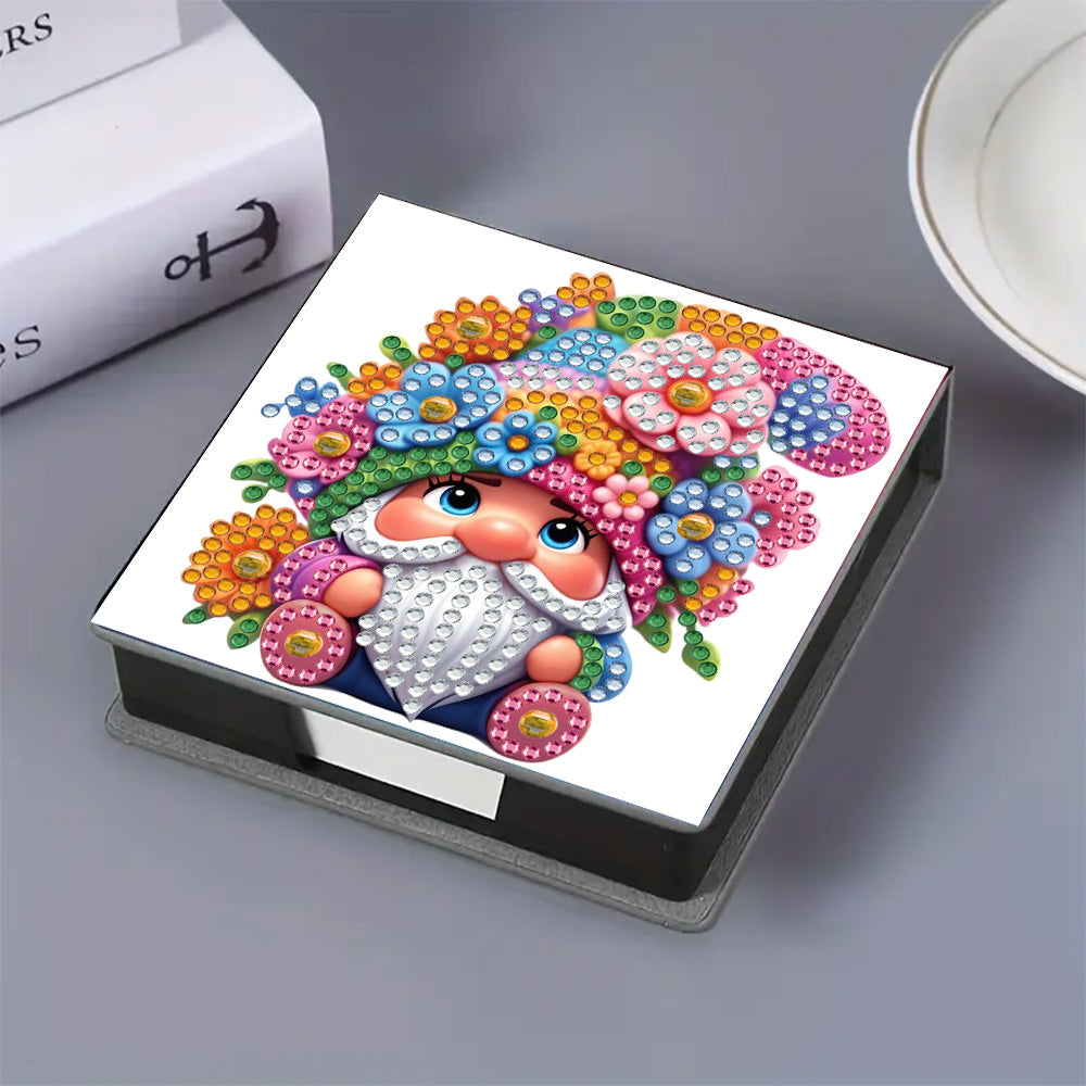 5D DIY Leather Diamond Art Note Box with 160 Sheets Paper for Desktop Decoration