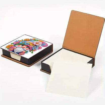 5D DIY Leather Diamond Art Note Box with 160 Sheets Paper for Desktop Decoration