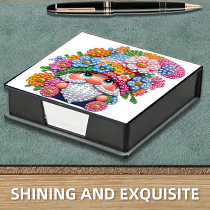 5D DIY Leather Diamond Art Note Box with 160 Sheets Paper for Desktop Decoration