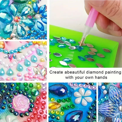 5D DIY Leather Diamond Art Note Box with 160 Sheets Paper for Desktop Decoration