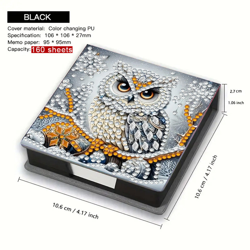 5D DIY Leather Diamond Art Note Box with 160 Sheets Paper for Desktop Decoration