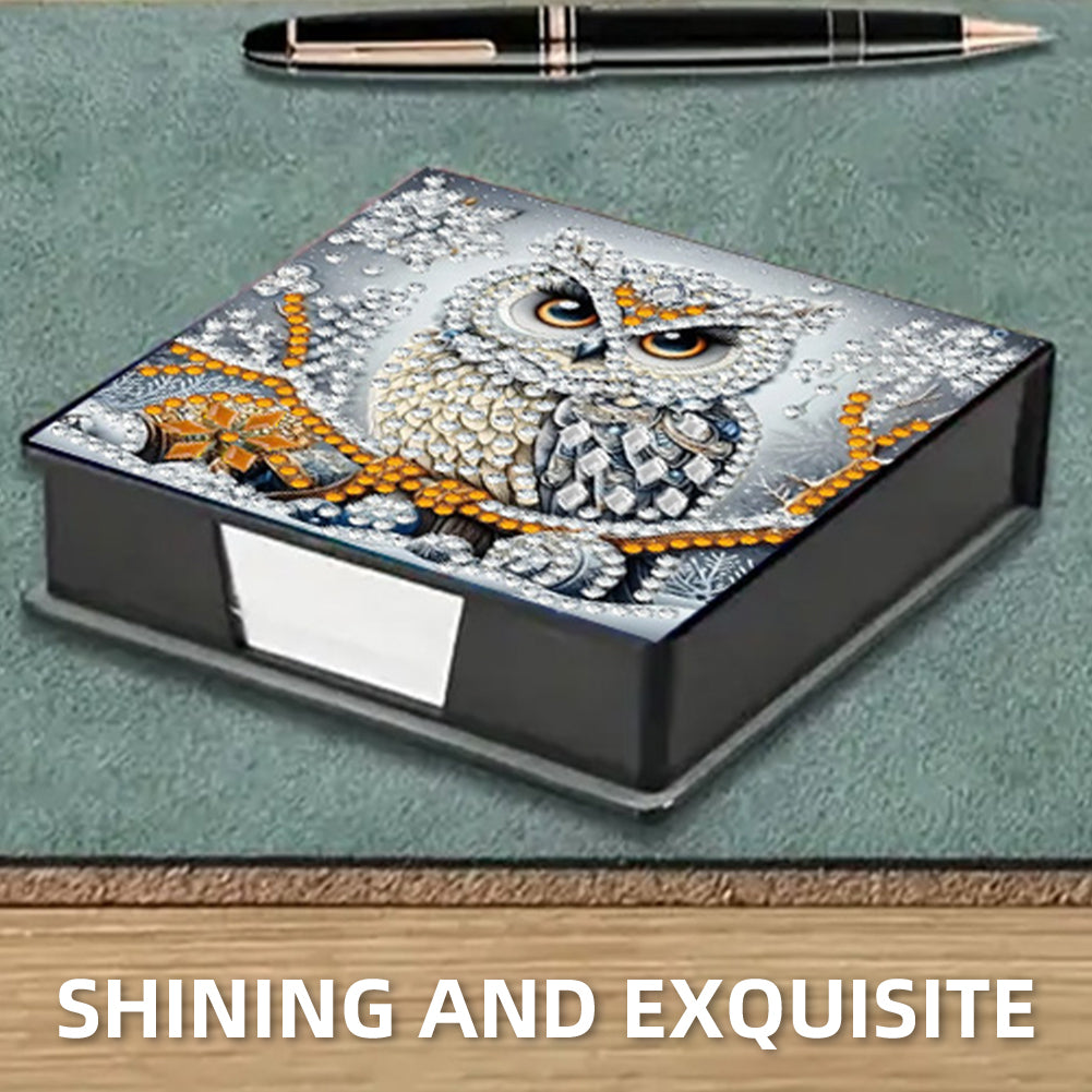 5D DIY Leather Diamond Art Note Box with 160 Sheets Paper for Desktop Decoration