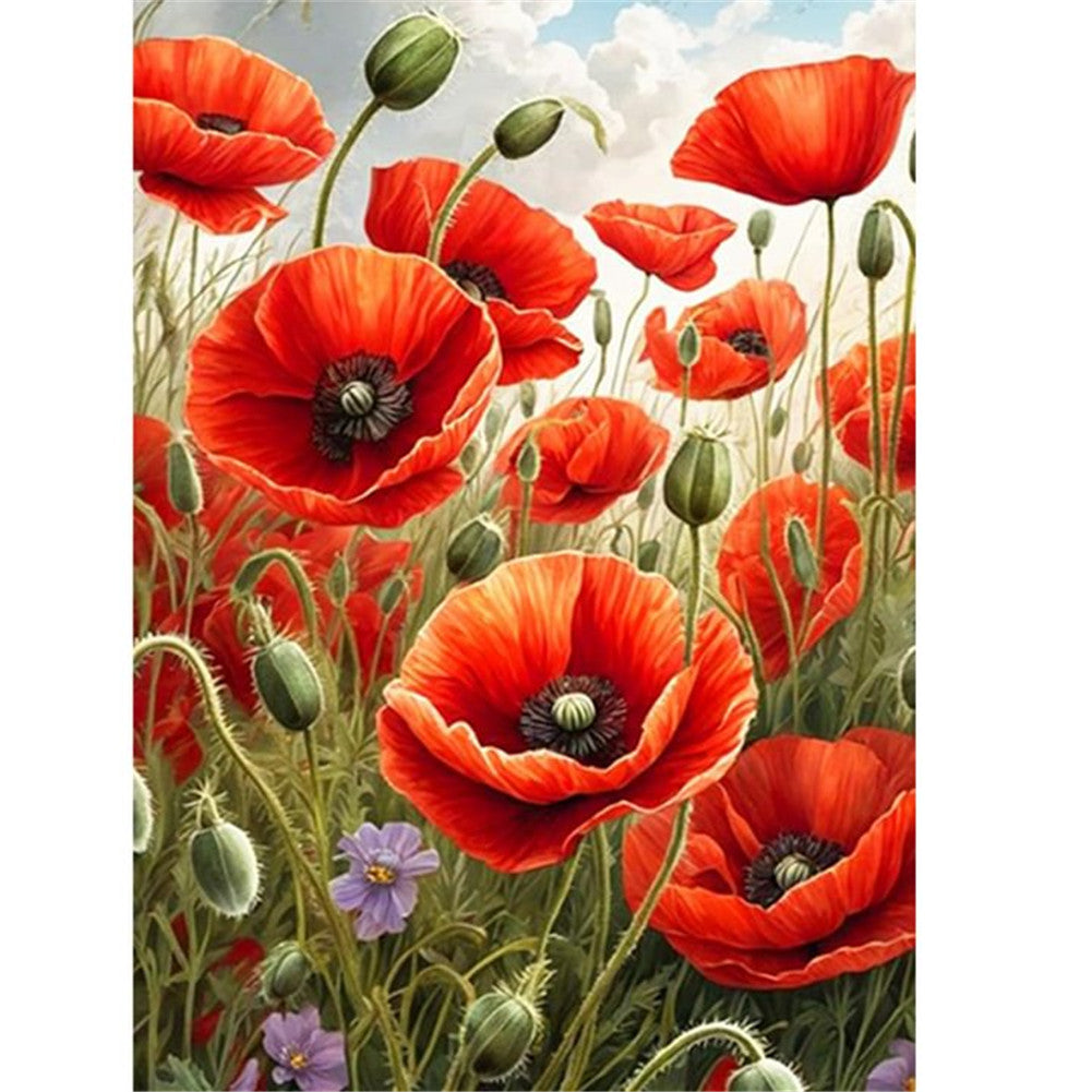Poppy Bush - Full Round Drill Diamond Painting 40*50CM