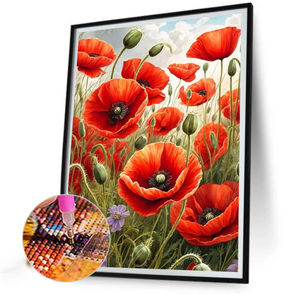 Poppy Bush - Full Round Drill Diamond Painting 40*50CM