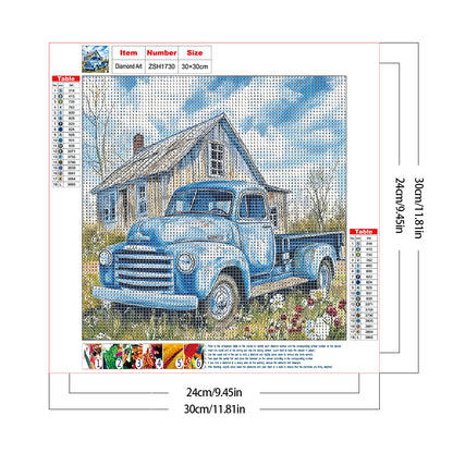 Blue Classic Car - Full Round Drill Diamond Painting 30*30CM