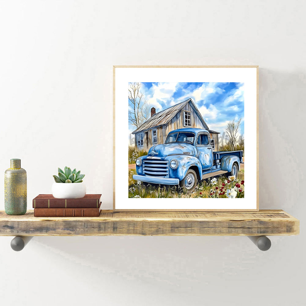 Blue Classic Car - Full Round Drill Diamond Painting 30*30CM