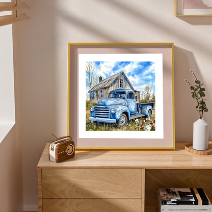 Blue Classic Car - Full Round Drill Diamond Painting 30*30CM