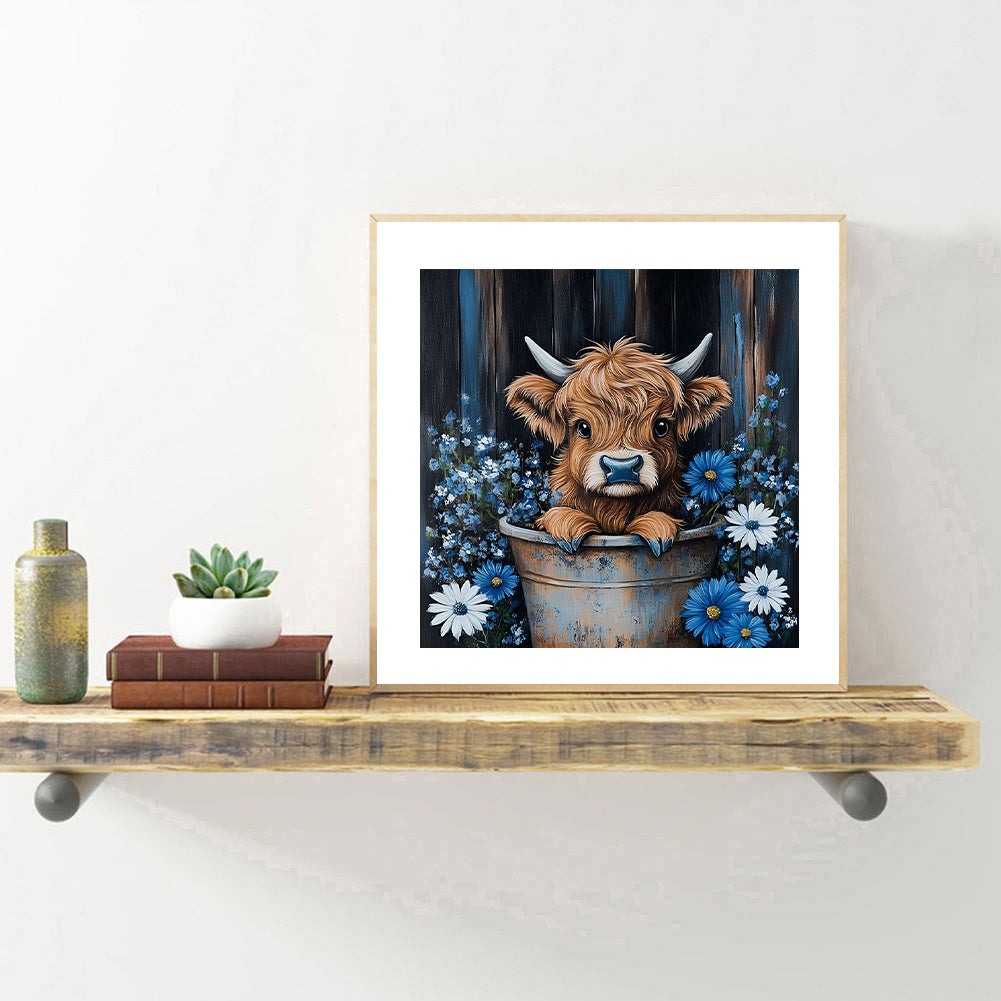 Iron Bucket Yak - Full Round Drill Diamond Painting 30*30CM