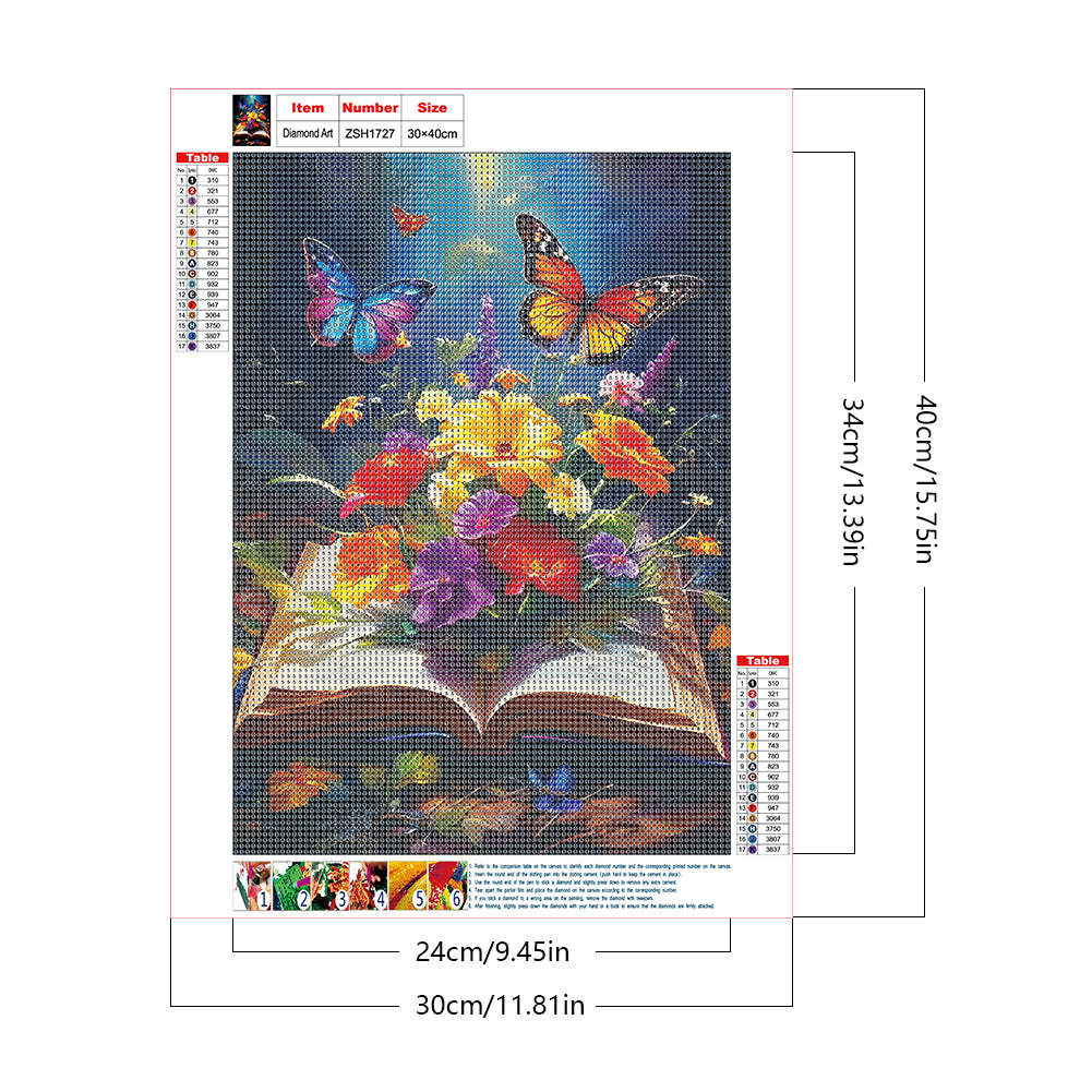 Flower Book - Full Round Drill Diamond Painting 30*40CM