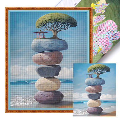 Stones On The Seaside - 11CT Stamped Cross Stitch 40*50CM