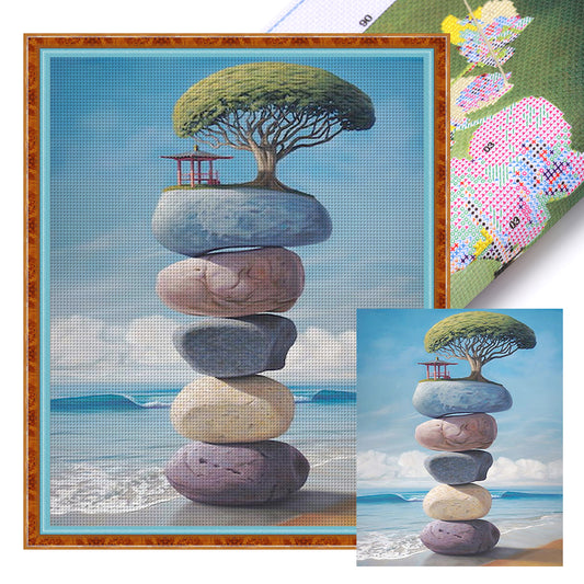 Stones On The Seaside - 11CT Stamped Cross Stitch 40*50CM