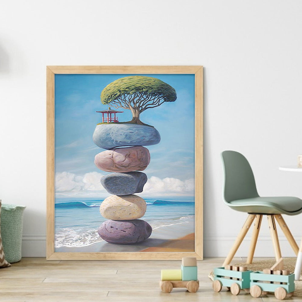 Stones On The Seaside - 11CT Stamped Cross Stitch 40*50CM