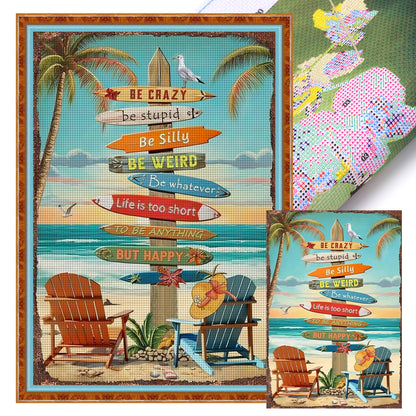 Beach Sign - 11CT Stamped Cross Stitch 40*60CM