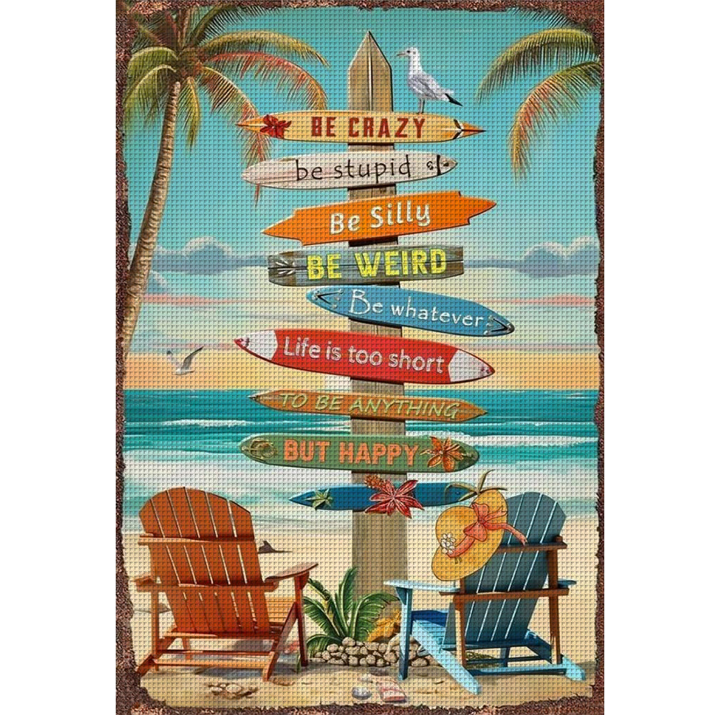 Beach Sign - 11CT Stamped Cross Stitch 40*60CM