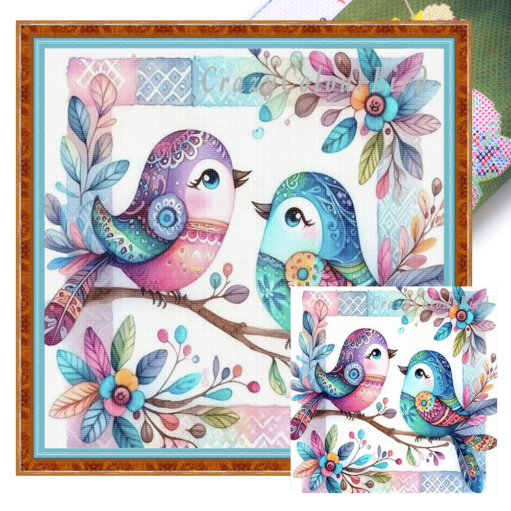 Two Little Birds - 11CT Stamped Cross Stitch 45*45CM