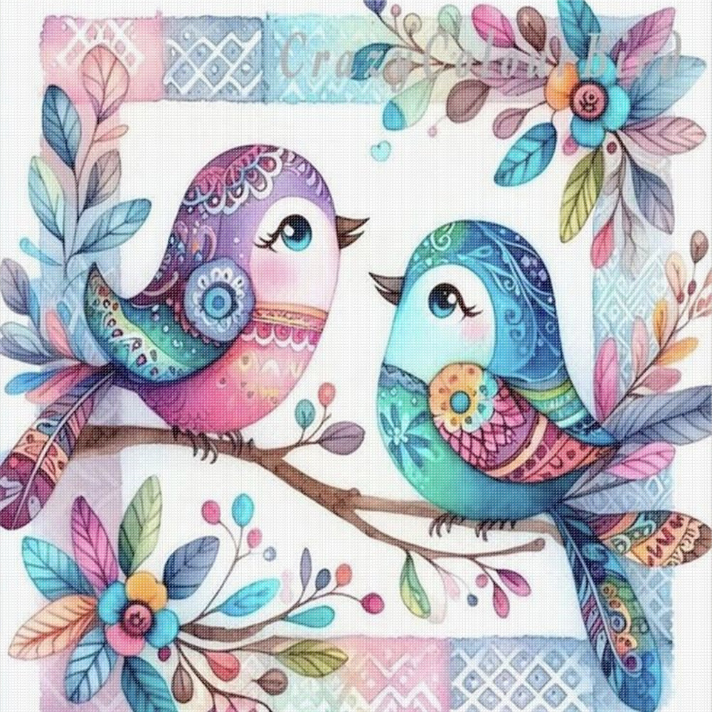 Two Little Birds - 11CT Stamped Cross Stitch 45*45CM