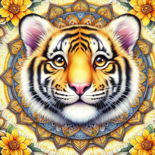 Mandala Tiger - Full Round Drill Diamond Painting 30*30CM