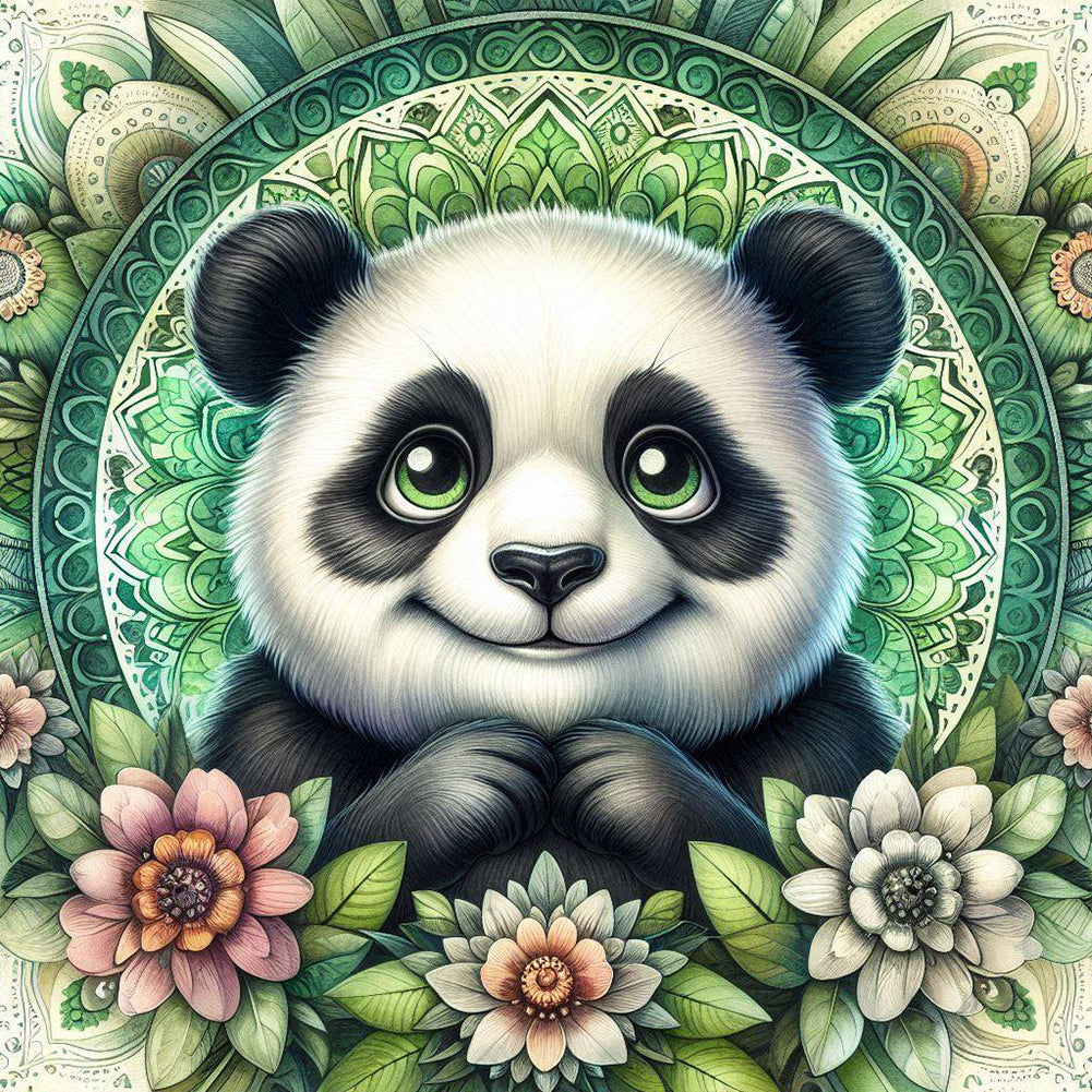 Mandala Panda - Full Round Drill Diamond Painting 30*30CM