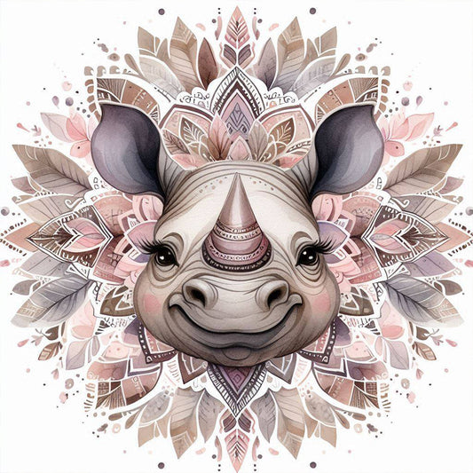 Mandala Rhino - Full Round Drill Diamond Painting 30*30CM