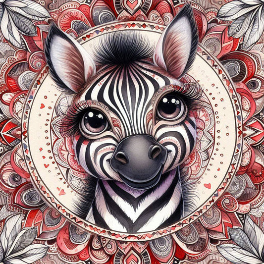 Mandala Zebra - Full Round Drill Diamond Painting 30*30CM