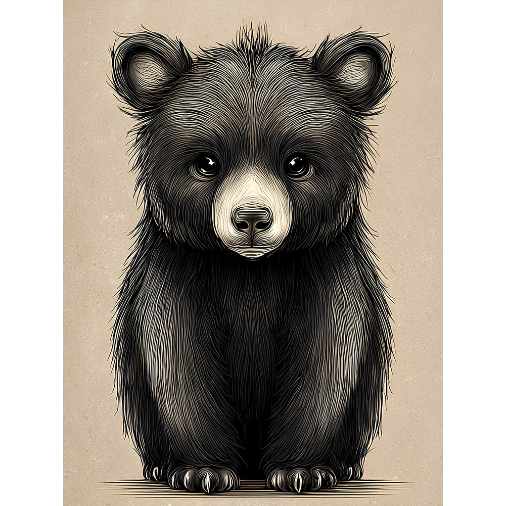 Black Bear - Full Round Drill Diamond Painting 30*40CM