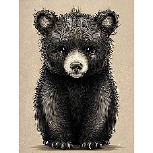 Black Bear - Full Round Drill Diamond Painting 30*40CM