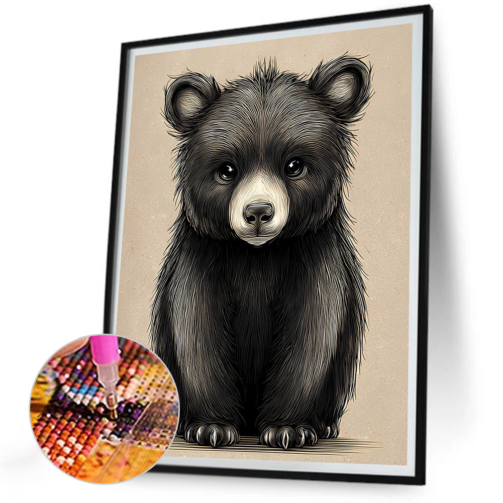 Black Bear - Full Round Drill Diamond Painting 30*40CM