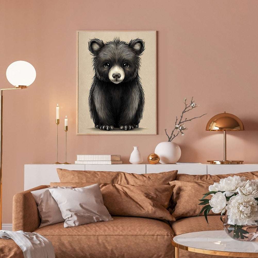 Black Bear - Full Round Drill Diamond Painting 30*40CM
