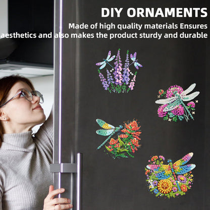 6PCS 2D Flat DIY Diamond Art Refrigerator Magnet Sticker for Home Kitchen Decor
