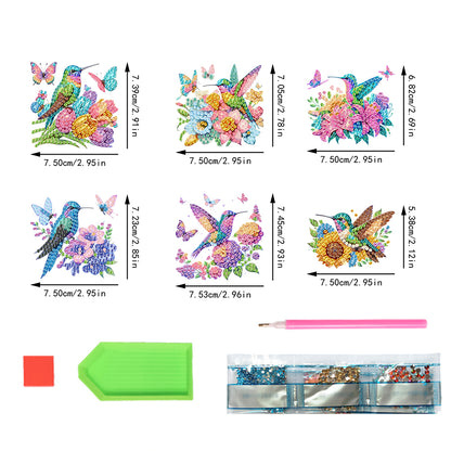 6PCS 2D Flat DIY Diamond Art Refrigerator Magnet Sticker for Home Kitchen Decor