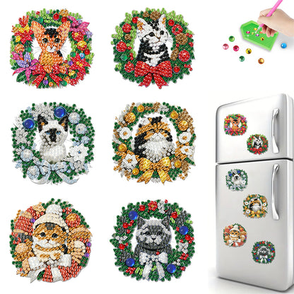 6PCS 2D Flat DIY Diamond Art Refrigerator Magnet Sticker for Home Kitchen Decor