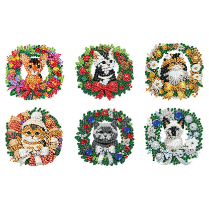 6PCS 2D Flat DIY Diamond Art Refrigerator Magnet Sticker for Home Kitchen Decor