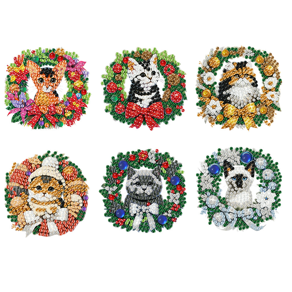 6PCS 2D Flat DIY Diamond Art Refrigerator Magnet Sticker for Home Kitchen Decor