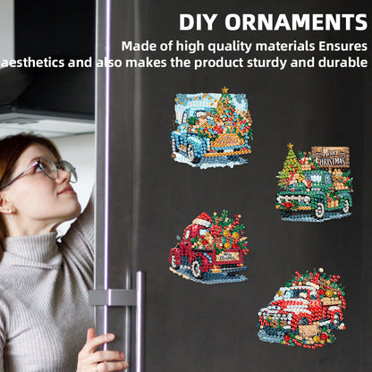 6PCS 2D Flat DIY Diamond Art Refrigerator Magnet Sticker for Home Kitchen Decor