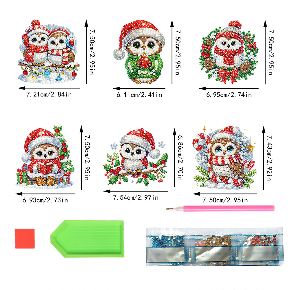 6PCS 2D Flat DIY Diamond Art Refrigerator Magnet Sticker for Home Kitchen Decor