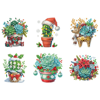 6PCS 2D Flat DIY Diamond Art Refrigerator Magnet Sticker for Home Kitchen Decor