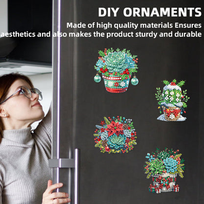 6PCS 2D Flat DIY Diamond Art Refrigerator Magnet Sticker for Home Kitchen Decor