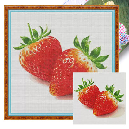 Two Strawberries In The Food Series - 14CT Stamped Cross Stitch 50*50CM(Fairy Brand)